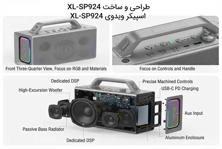 اسپیکر بلوتوثی قابل حمل ویدوی مدل XL-SP924 1 طراحی و ساخت اسپیکر ویدوی XL-SP924