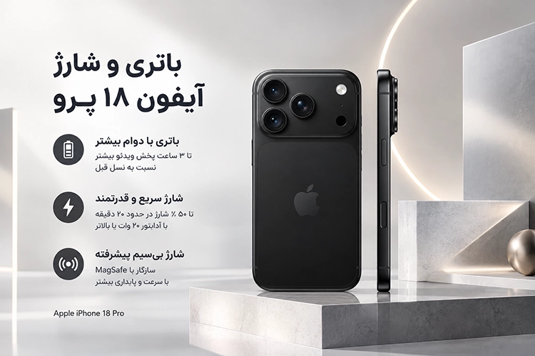 مشخصات موبایل اپل iPhone 18 Pro ZA/A ظرفیت 512 گیگابایت گارانتی سلامت و اصالت کالا بغتق