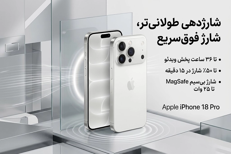 مشخصات موبایل اپل iPhone 18 Pro ZA/A ظرفیت 1 ترابایت گارانتی سلامت و اصالت کالا فلاتیت